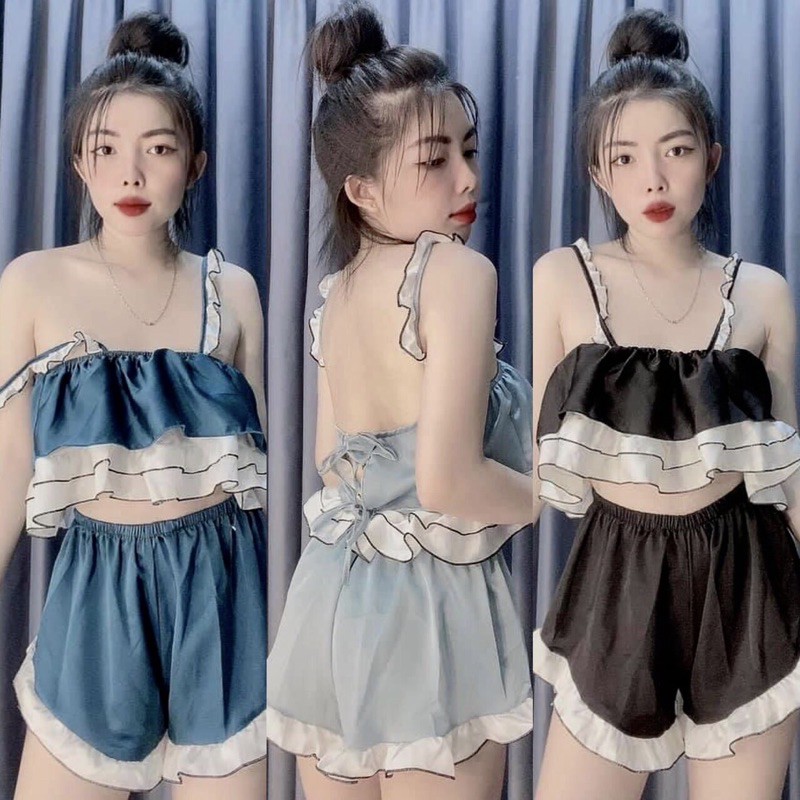 SET BỘ PHỐI BÈO LỤA SATIN SIÊU PHẨM MẶC 2 KIỂU ( HÌNH THẬT + CÓ SẴN )