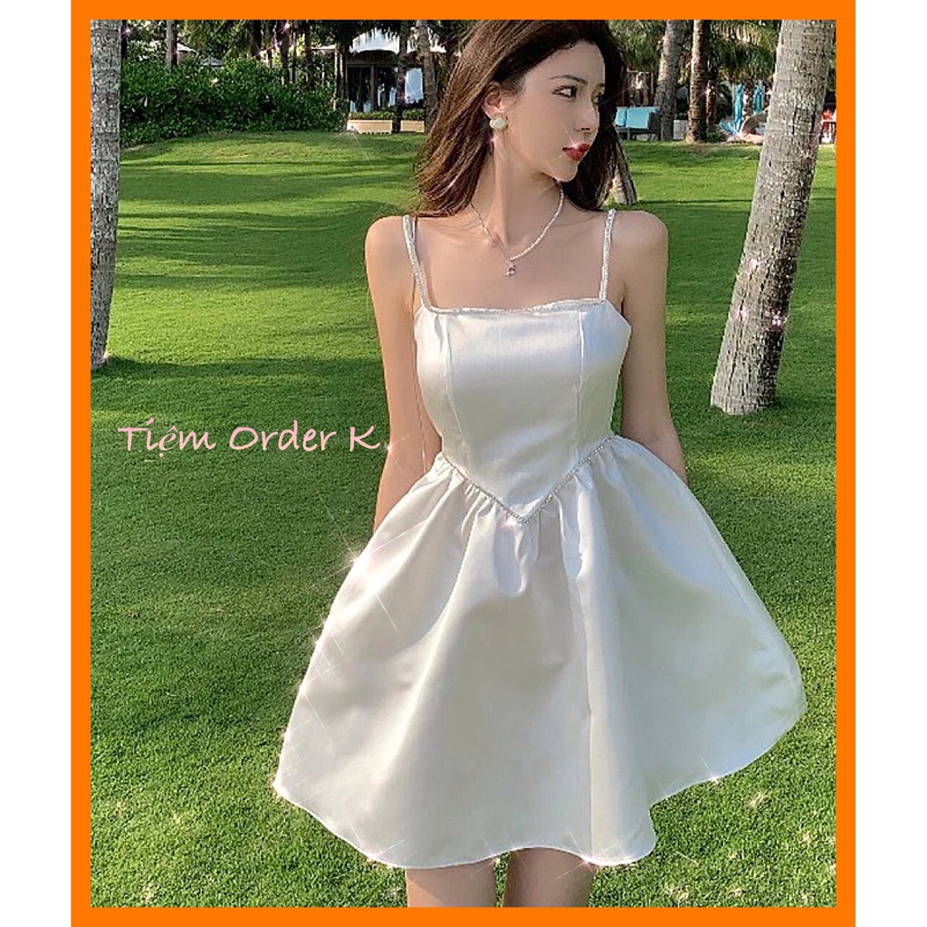 ♥️Đầm,Váy Phồng Trắng Đính NgọcSize S,M,L Tiểu Thư