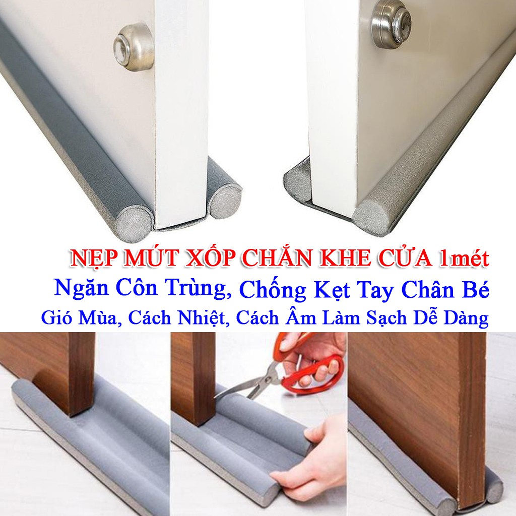 Nẹp Mút Xốp 1mét Chặn Đáy Khe Cửa, Gió Mùa, Cách Nhiệt, Cách Âm, Ngăn Côn Trùng, Chống Kẹt Tay Chân Bé