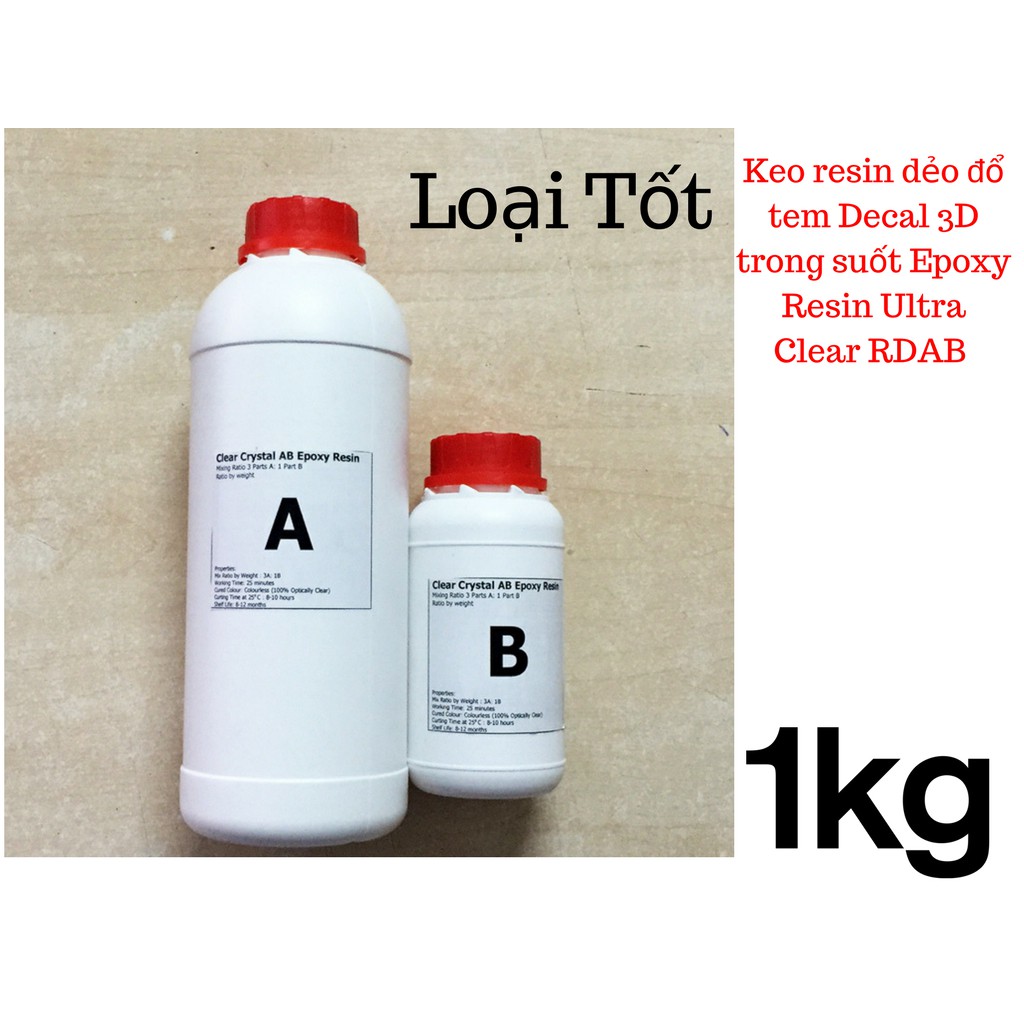 &quot;Loại Tốt&quot; Keo resin dẻo đổ tem Decal 3D trong suốt Epoxy Resin Ultra Clear RDAB 1kg - MSN388342