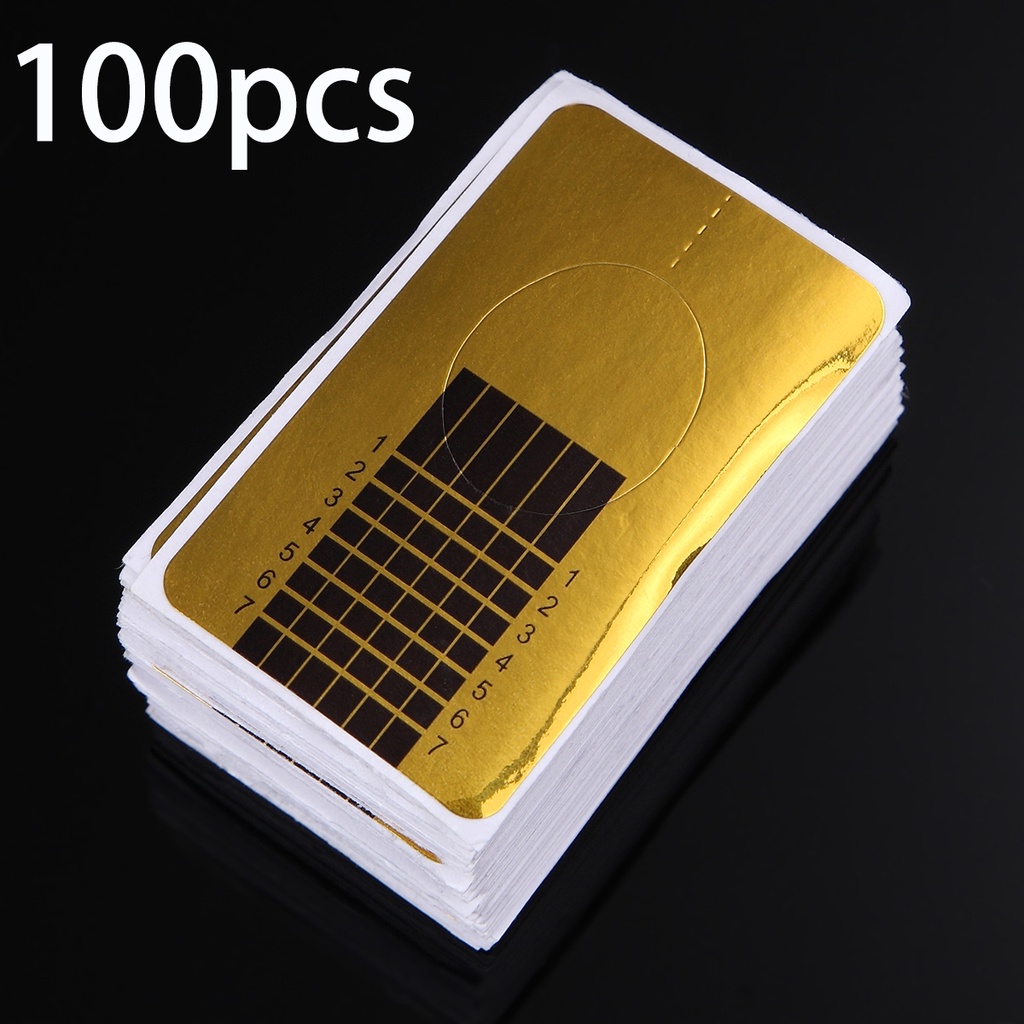 MONJA 100Pcs Nail Form for Soak Off UV Gel Quick Extension Nail Gel Gold Professional Nail Art Design Tools Nail Sticker