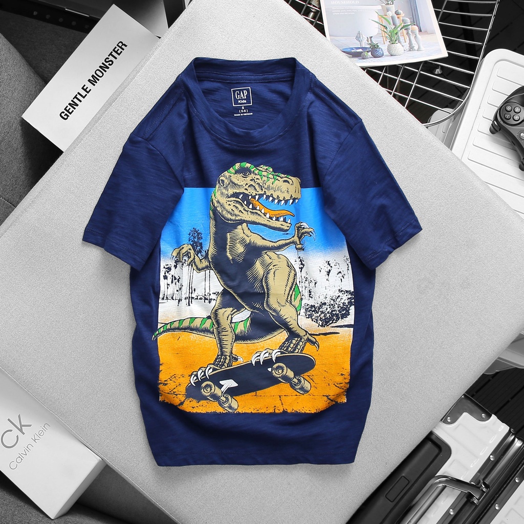 Áo thun bé trai ngắn tay Gap vải thun cotton mêm mịn size đại áo phông in hình khủng long