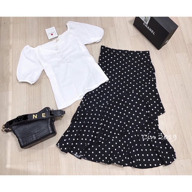 set váy chấm bi