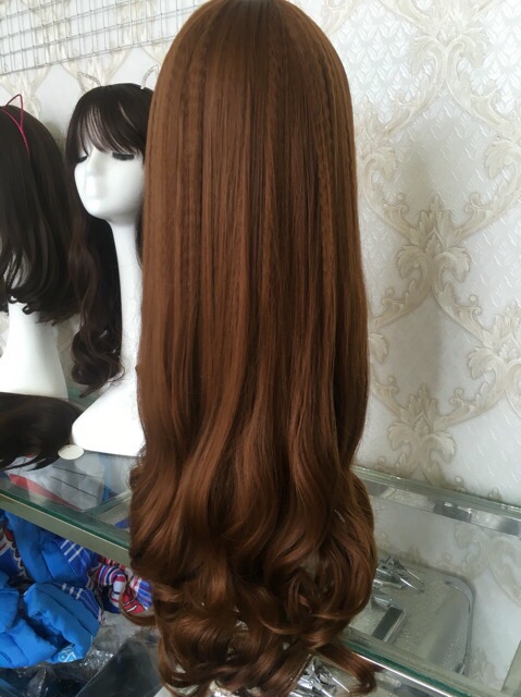 Tóc giả Nguyên đầu xoăn đuôi  tặng lưới chùm