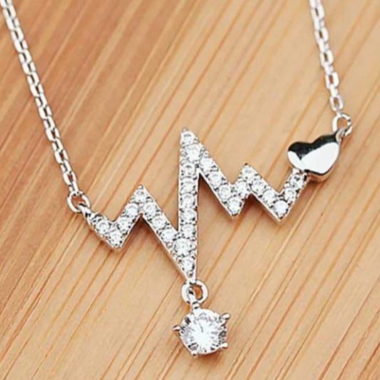 Dây chuyền bạc dây nhịp tim đính đá bạc ta_van jw