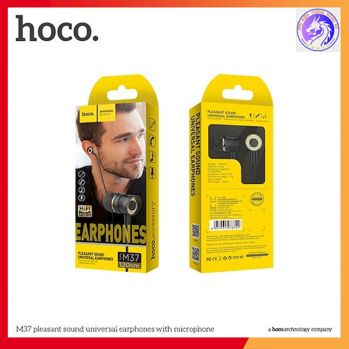 TAI NGHE HIFI NHỰA TPE JACK 3.5MM CHÍNH HÃNG HOCO M37 - DÀI 1.2M