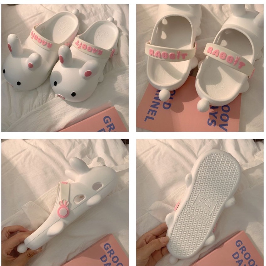 Dép sục cross hình thỏ trắng dễ thương cute nam nữ 🐻 Mã 106.