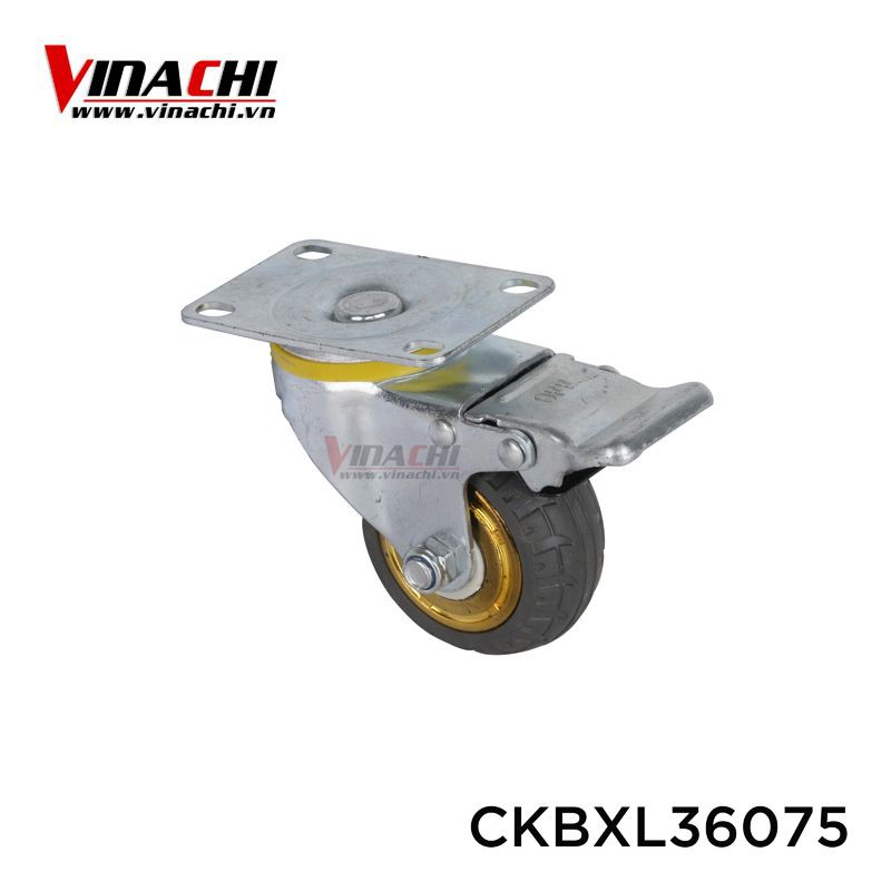 Bánh xe đẩy chịu lực xoay 360 có khóa hãm -  ứng dụng để làm xe đẩy hàng, kho hàng, inox - 1 bánh