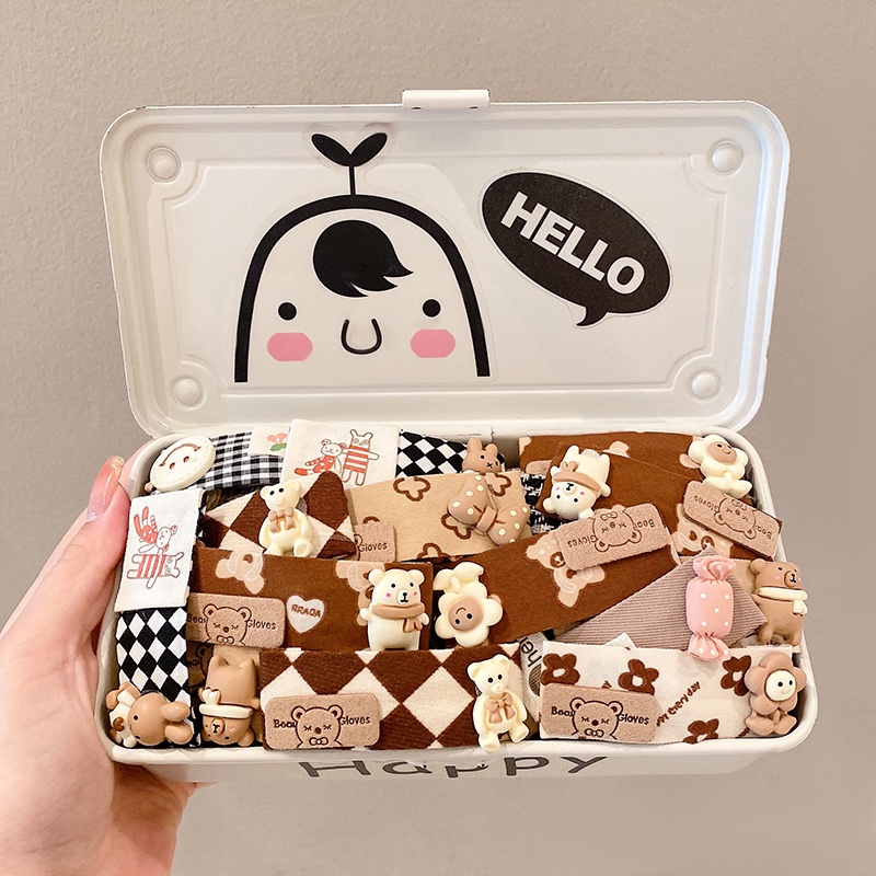 Set 5 Kẹp Tóc BB Màu Cà Phê Dễ Thương Cho Bé Gái