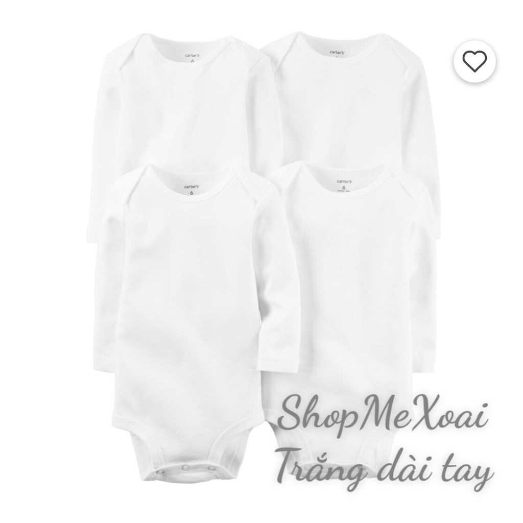 Body chip  trắng trơn dài tay cho bé xuất dư, bodysuit trắng trơn cho bé