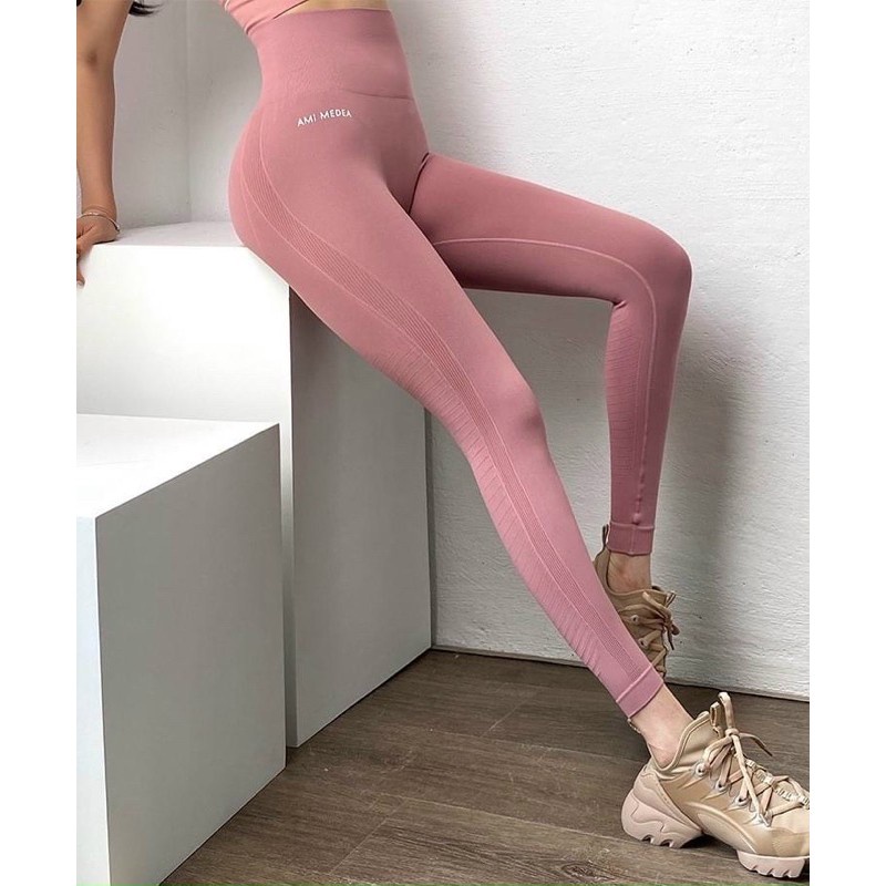 Hàng hịn giá sỉ - Quần tập gym, quần tập yoga nữ cạp cao 15cm Ami dáng legging nâng mông co giãn 4 chiều