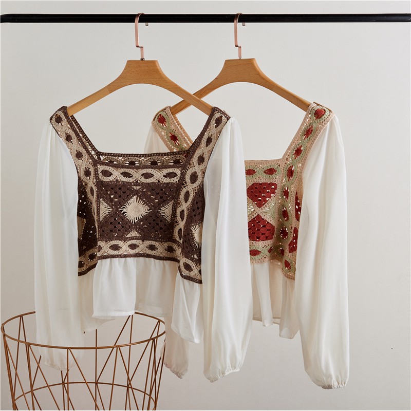 SUXI Áo kiểu tay dài thời trang xinh xắn dành cho nữ