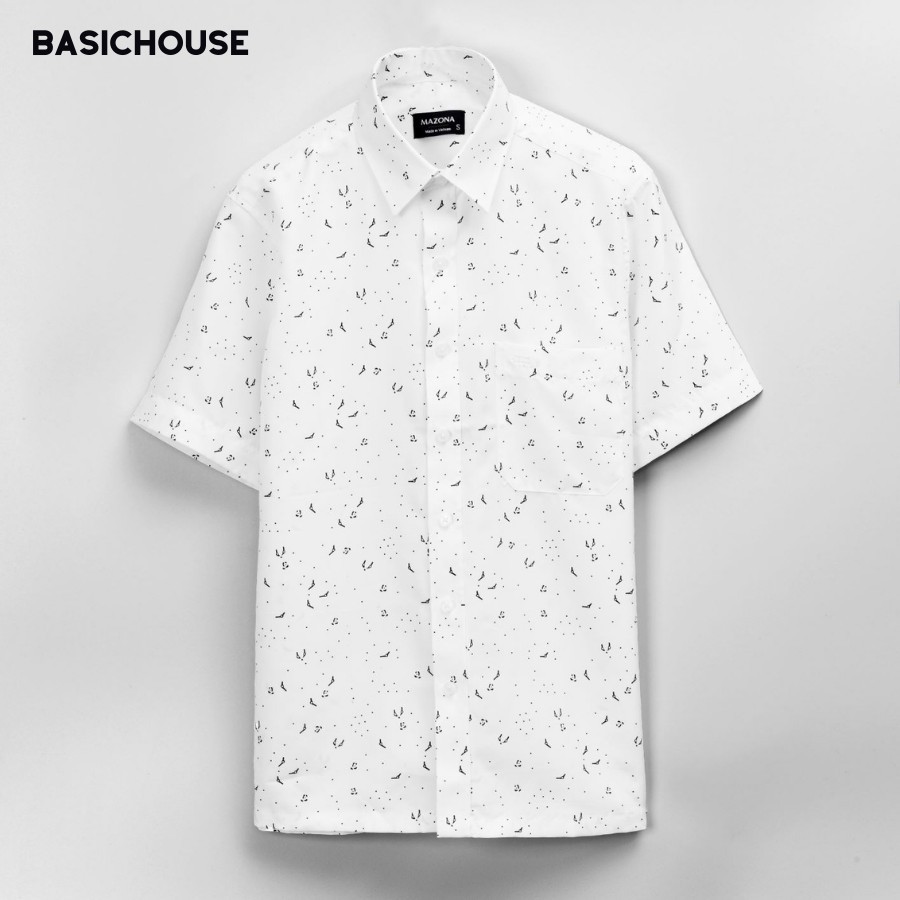 [CHÍNH HÃNG] Áo sơ mi nam ngắn tay 👘 áo sơ mi cao cấp nam hoạ tiết basic | BASICHOUSE | BigBuy360 - bigbuy360.vn