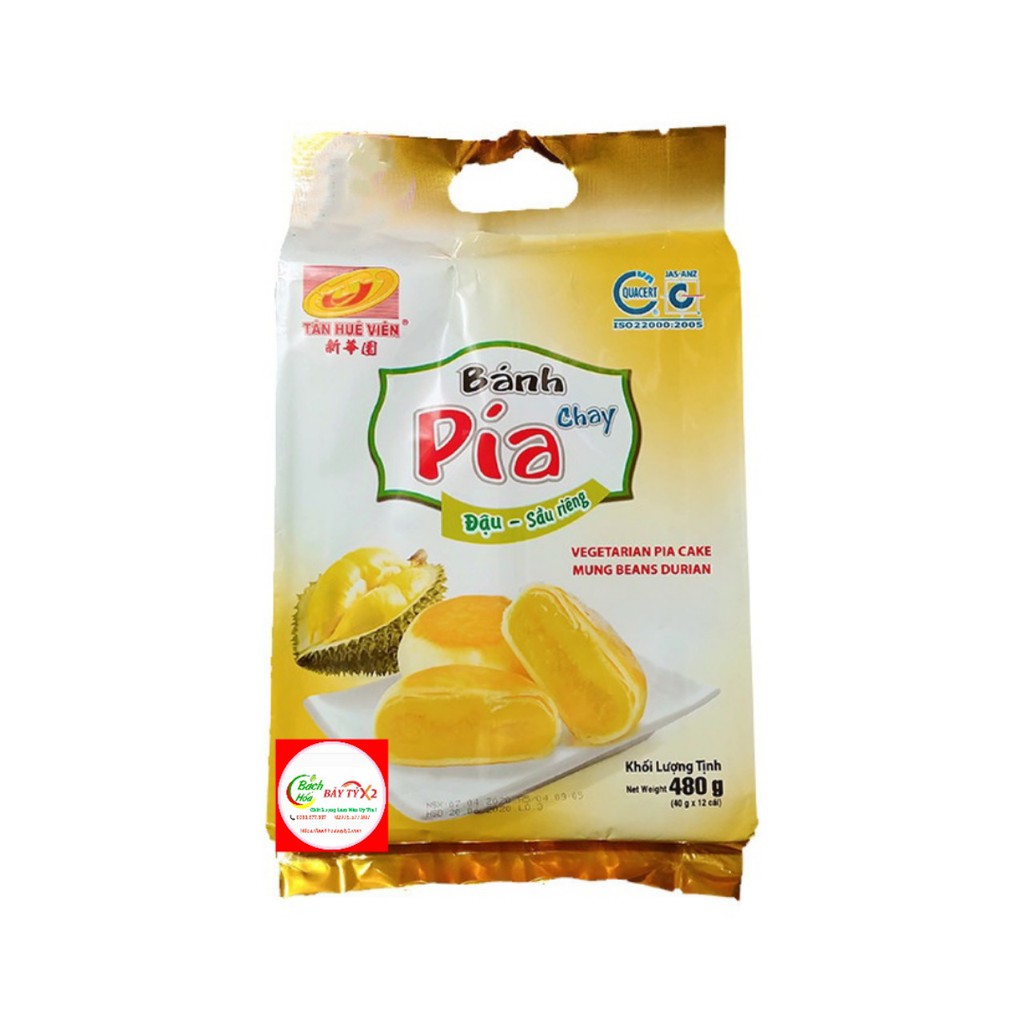 [Mã 1511FMCGSALE giảm 8% đơn 500K] Bánh Pía Kim Sa Đậu Sầu Riêng Chay Tân Huê Viên Túi 480gr
