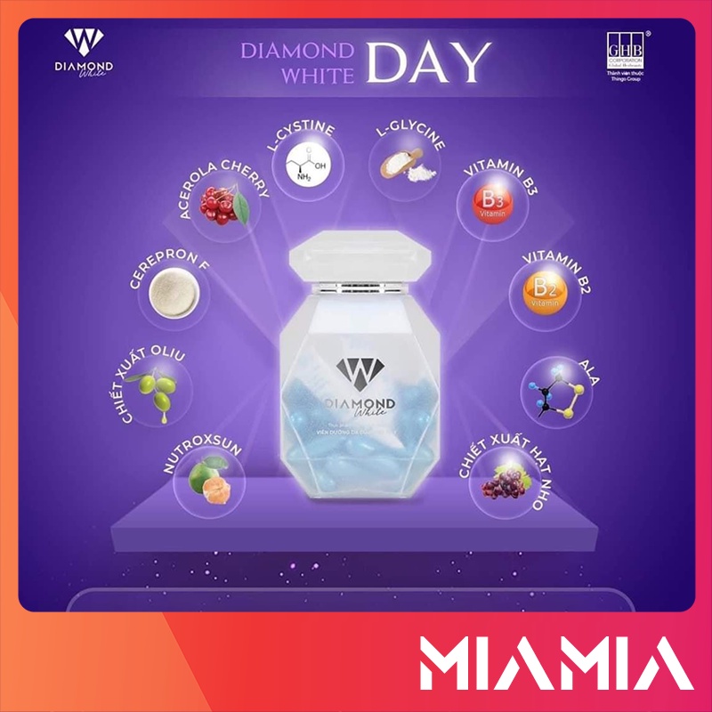 Viên Uống Trắng Da Ngọc Trinh Phiên Bản Mới Diamond White Day & Night GHB Chính Hãng