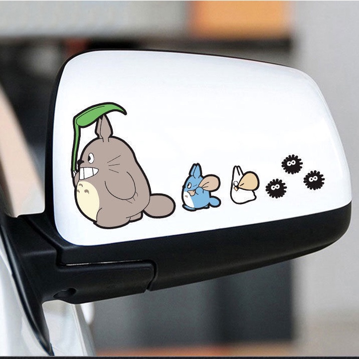 Miếng Dán Trang Trí Gương Chiếu Hậu Xe Hơi Chống Thấm Nước Họa Tiết Hoạt Hình Dễ Thương