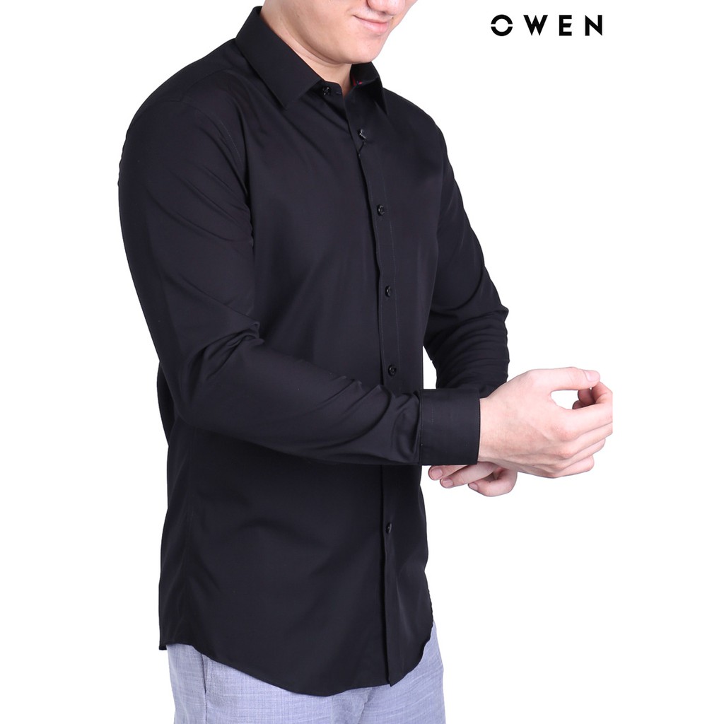 Áo sơ mi dài tay nam Owen Bamboo Regular không túi màu đen - AR90668DT1 | BigBuy360 - bigbuy360.vn