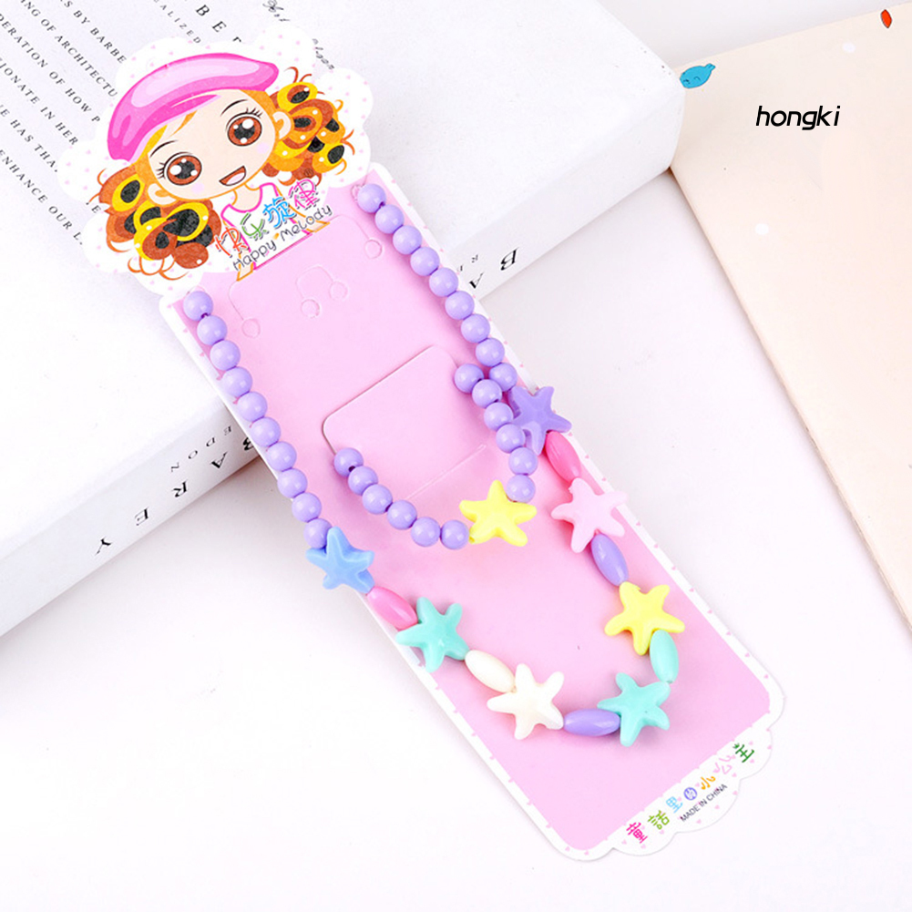 Bộ Vòng Tay / Vòng cổ Chuỗi Hạt Nhiều Màu Sắc Xinh Xắn Cho Bé Gái