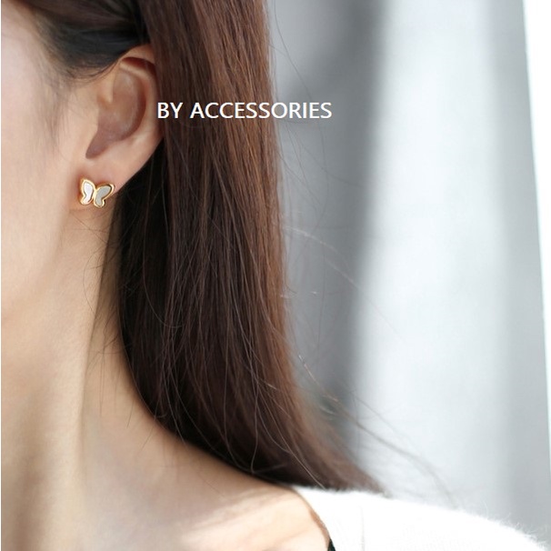Bông tai titan tạo hình bướm cẩm xà cừ nhỏ xinh không gỉ WE2101