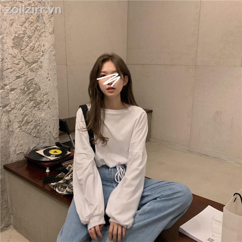 🌈Amour✨áo croptop áo kiểu áo kiểu nữ áo ống Áo Thun Tay Dài Màu Trắng Phong Cách Hàn Quốc Dành Cho Nữ | BigBuy360 - bigbuy360.vn