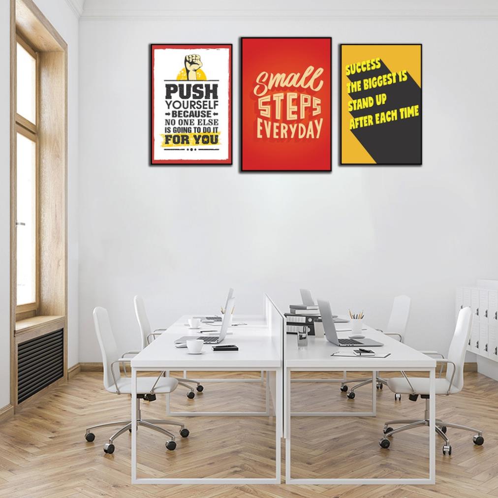 Tranh trang trí văn phòng, tranh chữ bộ ghép treo tường,  slogan tiếng anh 20x30cm