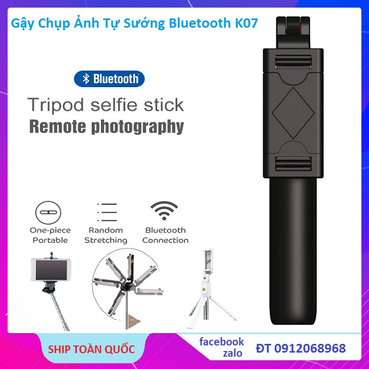 Gậy Chụp Hình Selfie Kiêm Giá Đỡ Tripod 3 Chân Cho Điện Thoại Bluetooth K07 ( Có Ảnh Thật )