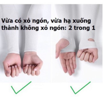 Gang Tay Chống Nắng_ Chống Tia UV Vải Lụa Siêu Mát Hở Ngón