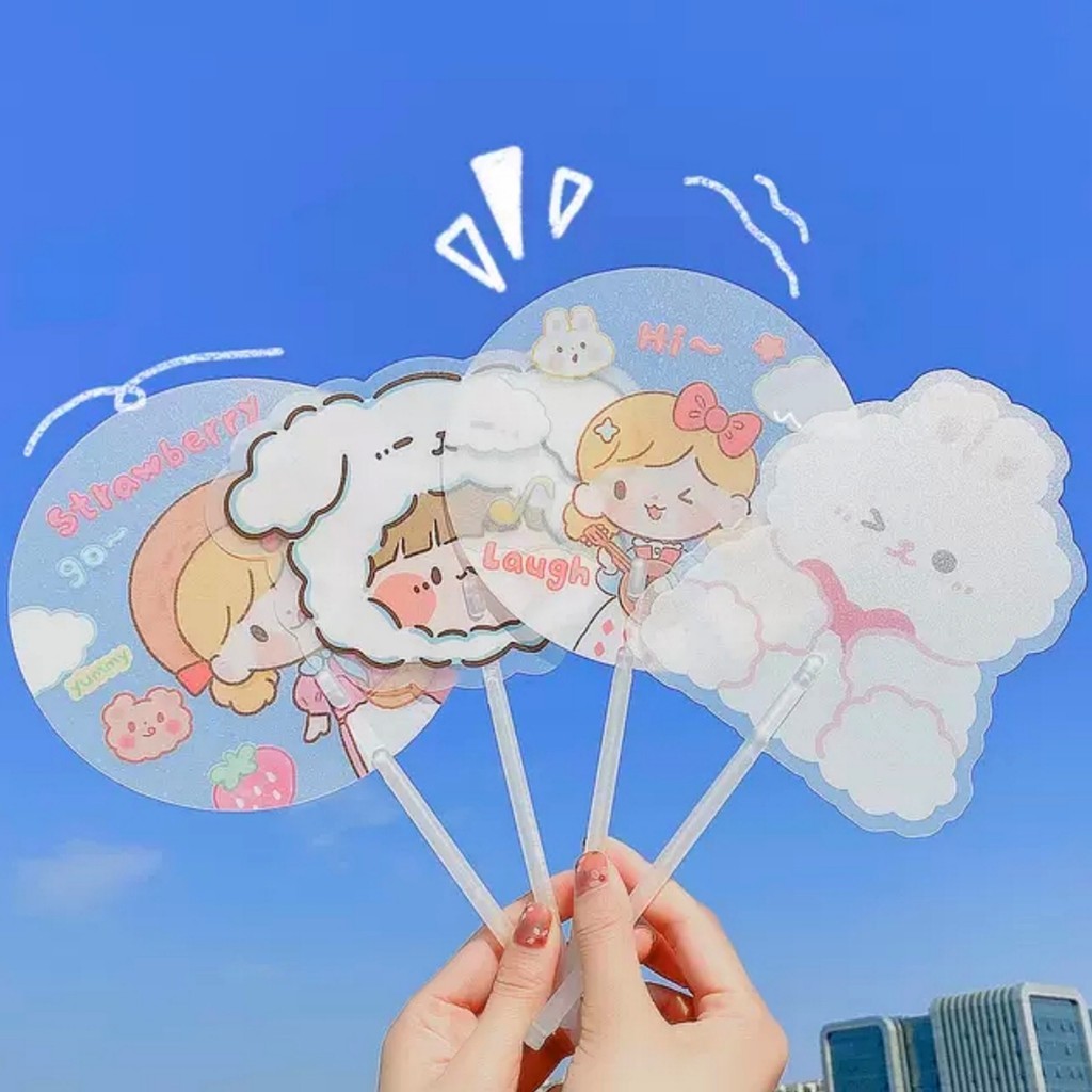 Quạt Mini Dễ Thương Cầm Tay Bằng Nhựa Họa Tiết Cute Nhiều Màu DDQ23