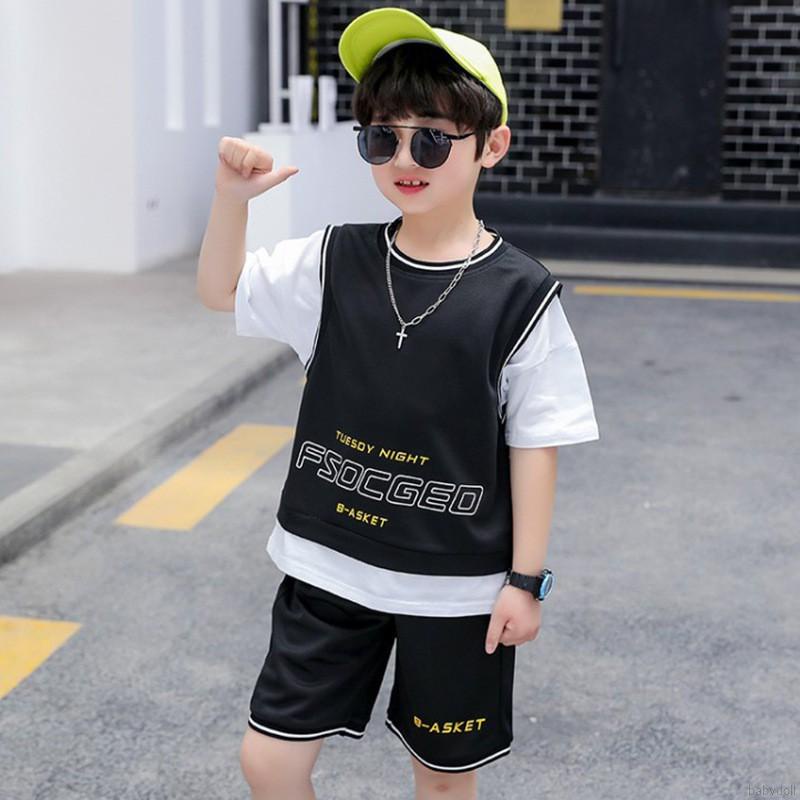 Bộ 2 món Áo thun bóng rổ và Quần ngắn phong cách hè cho bé trai 4-9 tuổi