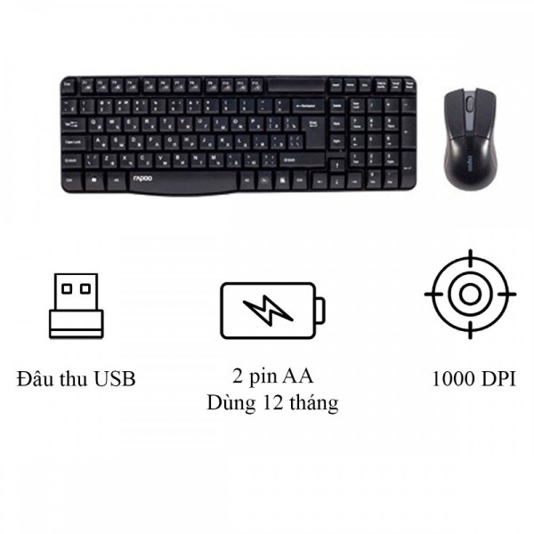 Bộ Bàn Phím Và Chuột Không Dây Rapoo X1800PRO (Rapoo X1800 PRO) - X1800S - Hàng chính hãng