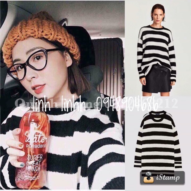 Áo len kẻ Zara Knit