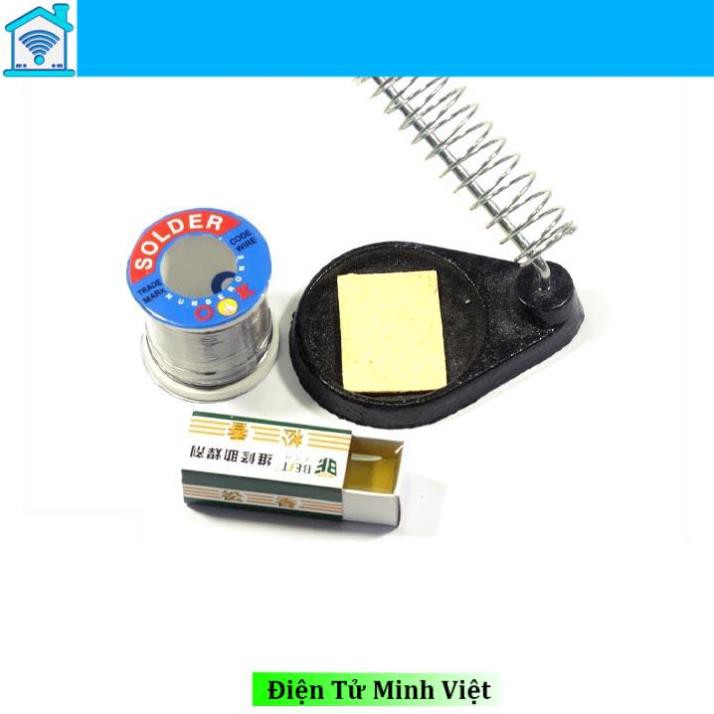 Bộ Phụ Kiện Hàn Đa Năng (01 Cuộn Thiếc OK-100g, 01 Nhựa Thông Hộp, 01 Kệ Hàn Lò Xo, 01 Bọt Biển)