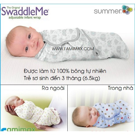 Ủ kén , khăn quấn Summer 100%  cottoncho bé sơ sinh từ 0-3 tháng