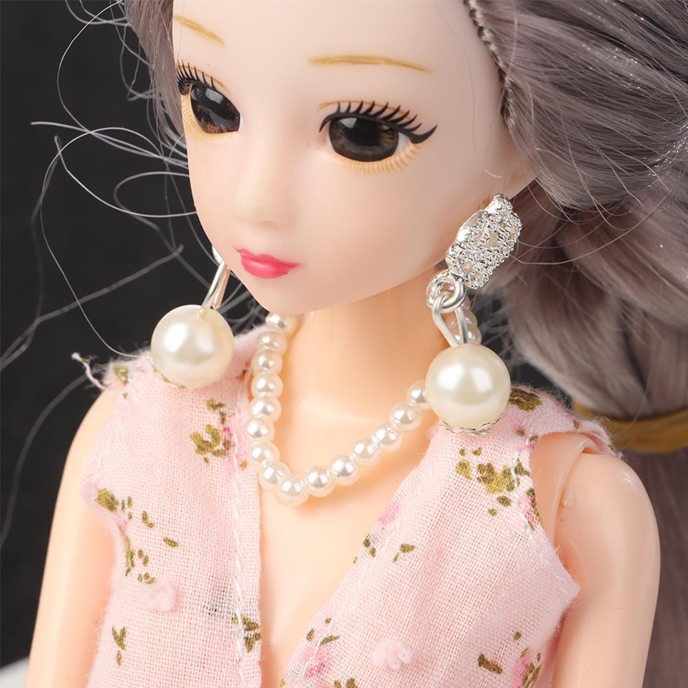 LUOL Bông Tai Thời Trang Bằng Hợp Kim Màu Trắng Cho Búp Bê Tỉ Lệ 1 / 6