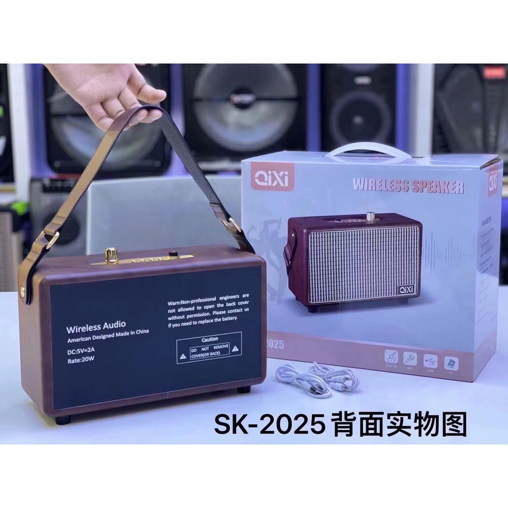 Loa Bluetooth Qixi SK-2025 Âm Thanh Siêu Đỉnh Tích Hợp Cổng Micro 6.5 Karaoke Micro Không Dây BH 12 Tháng