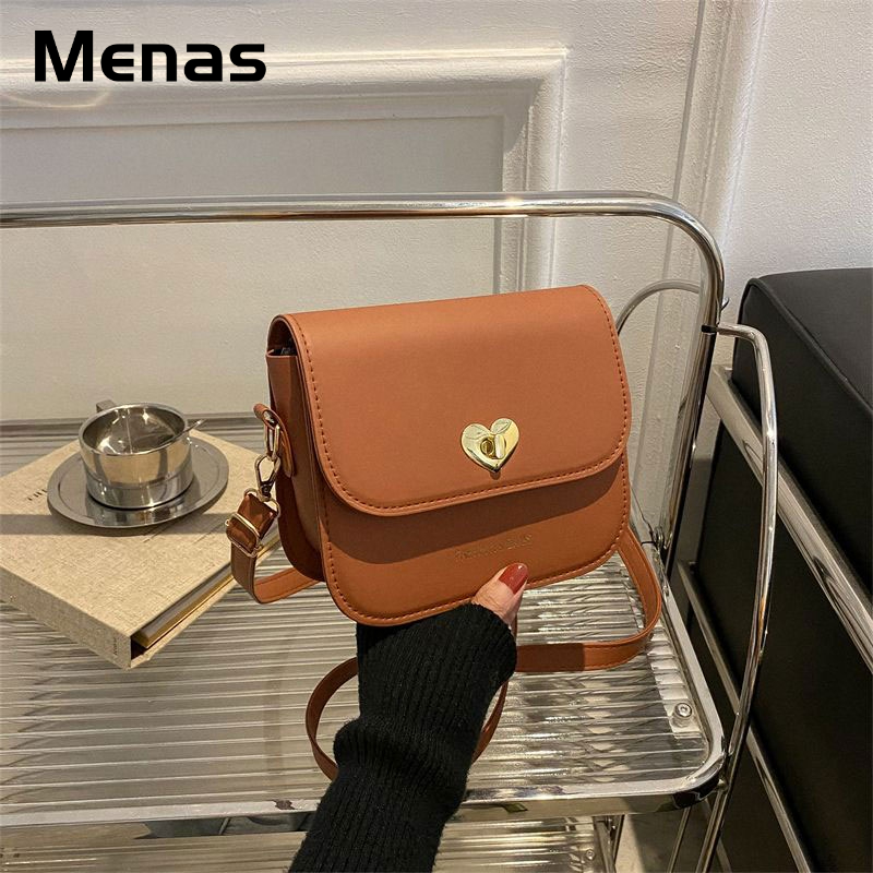 Menas Túi Đeo Chéo Da PU Màu Trơn Phong Cách retro Thời Trang Cho Nữ