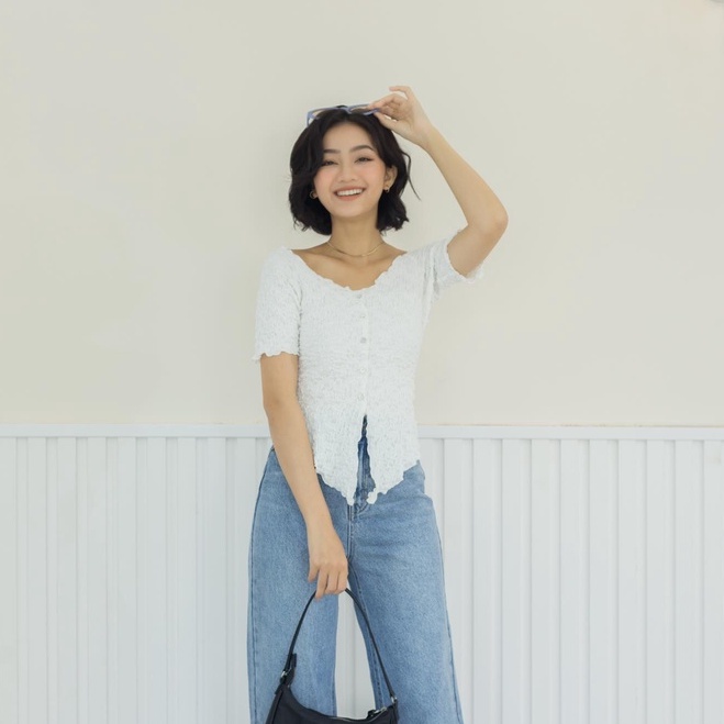 GOÛT DE JUN - Áo thun nhún kiểu - Jikay Top