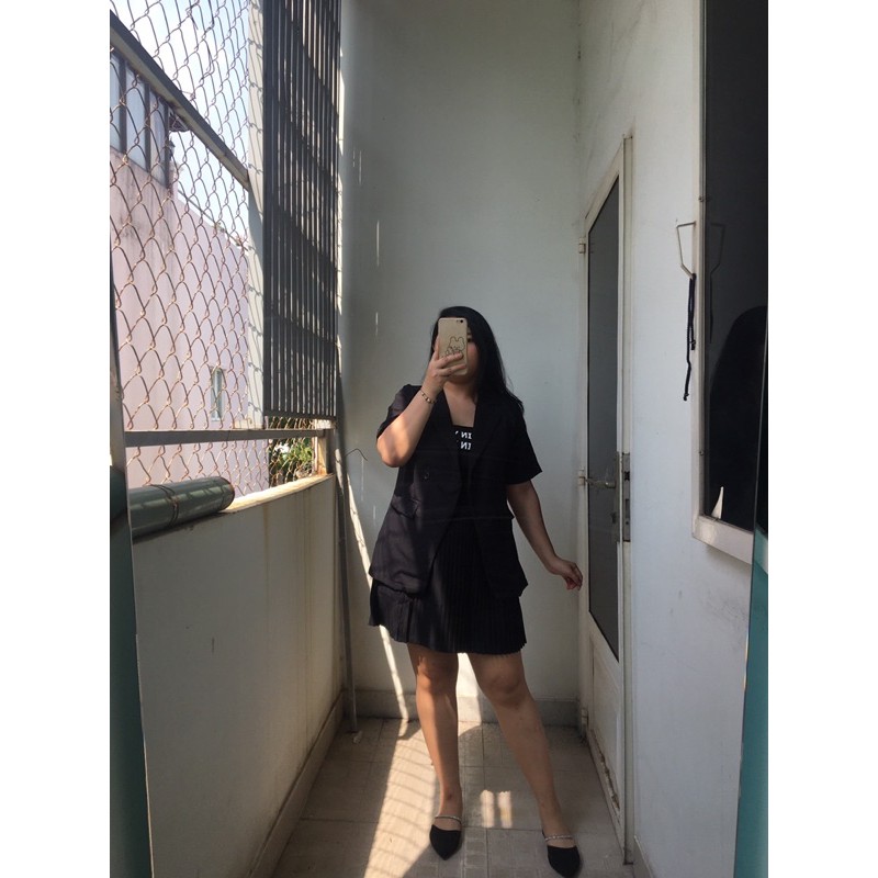 (Có Ảnh Thật ) BIGSIZE Set áo cổ vest blazer S255 (có bán lẻ áo cổ vest A193 + Chân váy dập li nhí CV17) Blazer | BigBuy360 - bigbuy360.vn