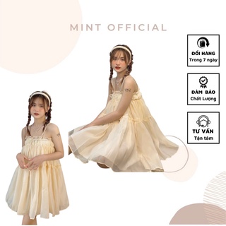  Váy hai dây babydoll cream cheese kèm dây ngọc 