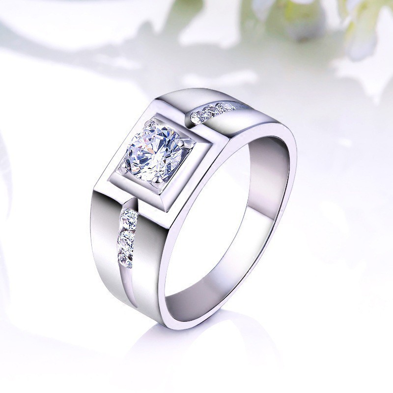 Nhẫn đính đá kim cương nhân tạo mạ vàng 24k dành cho phái mạnh