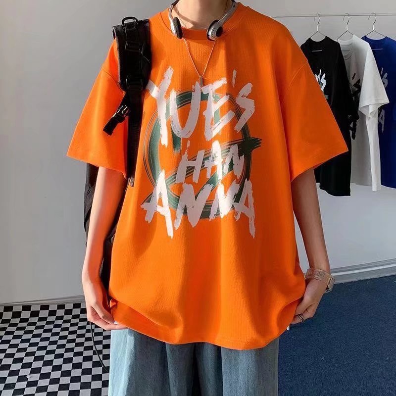 Áo Thun Tay Ngắn Dáng Rộng In Chữ Phong Cách Hip Hop Đường Phố Hàn Quốc Thời Trang Cho Nam Và Nữ [M-8XL]