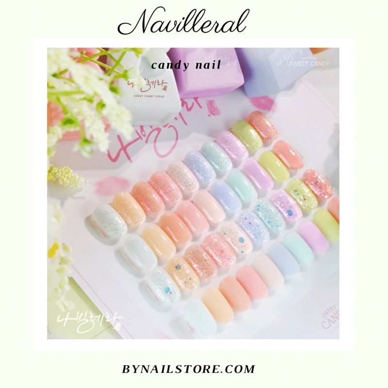 [Candy nail] Bộ sản phẩm sơn gel thạch cao cấp Hàn Quốc Spring collection 2022 Navilleral (10 syrup + 2 glitter)