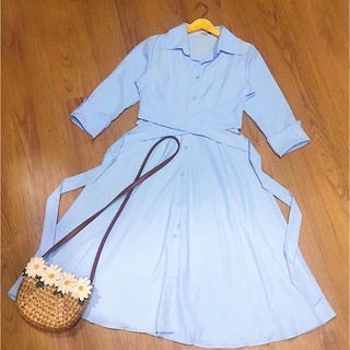 Đầm Xanh Cột Chéo Eo
