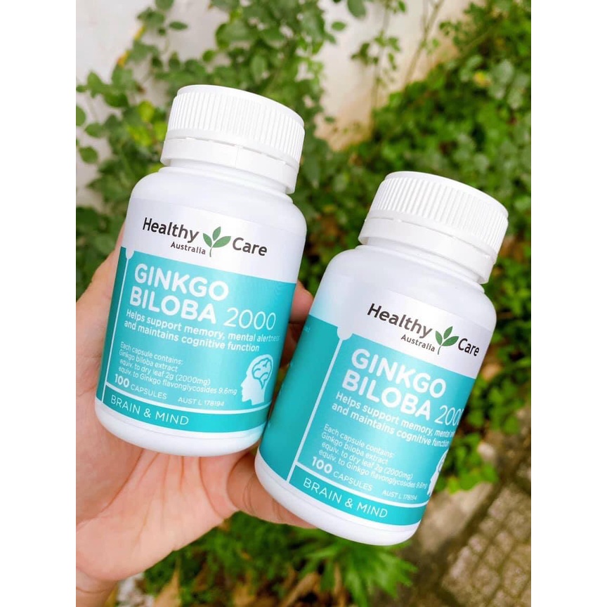 Viên uống Healthy Care Ginkgo Biloba giúp bổ não 2000mg 100 viên