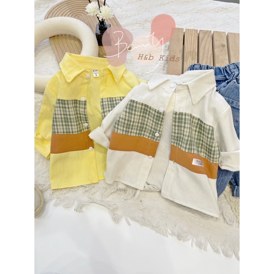 Bộ sơ mi dài tay kẻ quần bò cho bé trai 8-20kg Namkidshop (V803)