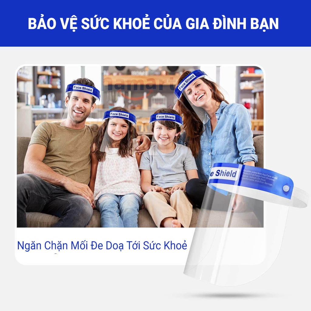 Tấm Chắn Giọt Bắn Phòng Dịch Face Shield Kính Bảo Hộ Y Tế Nhựa PET Chống Mờ Kính Hạng A