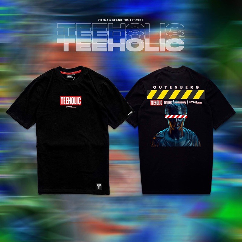 Áo Thun Unisex Hình Tượng Đen THS -TEEHOLIC Màu Trắng