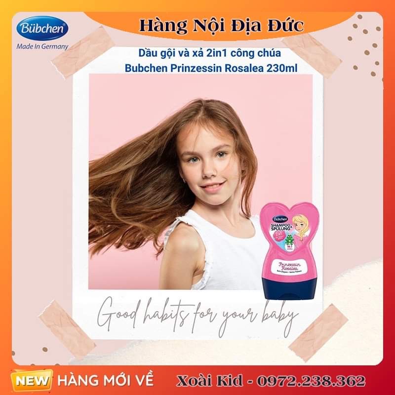 [Hàng nội địa Đức] Dầu gội xả 2in1 Bubchen công chúa cho bé của Đức