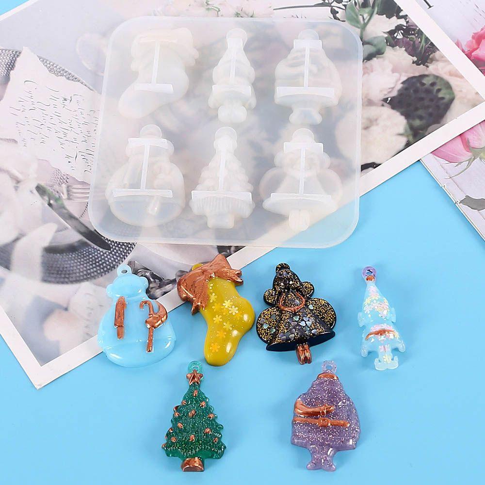 ZAIJIE24 Khuôn Silicone Làm Mặt Dây Chuyền Trang Trí Cây Thông Giáng Sinh DIY