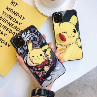 Ốp điện thoại thủy tinh TPU họa tiết pikachu cho iPhone 11 11pro 11pro max